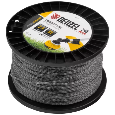 Леска для триммера двухкомпонентная витой квадрат, 2,4мм х 243м, на DIN катушке EXTRA CORD// Denzel 96823 купить в Уфе