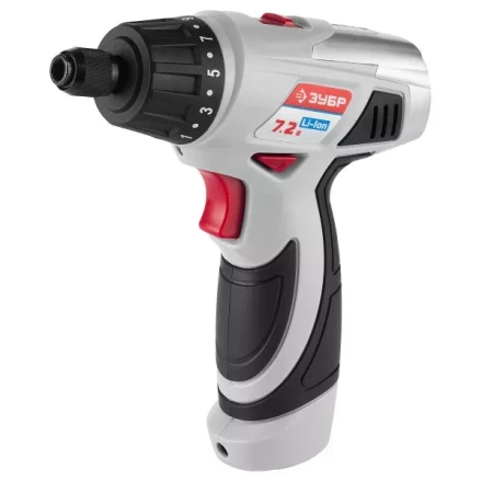 Шуруповерт ЗУБР 2-х скор,Li-Ion,реверс,15+1,зарядка 3-5ч,10мм,0-160 и 0-320об/мин,1,5А/ч,7,2В,набор бит,в блистере ЗДА-7.2-Ли Б купить в Уфе