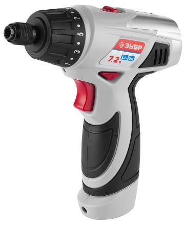 Шуруповерт ЗУБР 2-х скор,Li-Ion,реверс,15+1,зарядка 3-5ч,10мм,0-160 и 0-320об/мин,1,5А/ч,7,2В,набор бит,в блистере ЗДА-7.2-Ли Б купить в Уфе