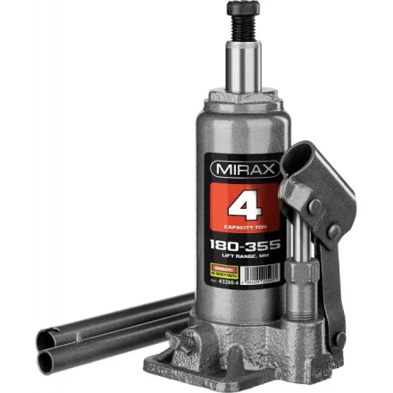 Домкрат гидравлический бутылочный, 4т, 180-355 мм, MIRAX 43260-4 43260-4 купить в Уфе