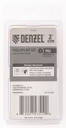 Набор бит, PH2x50, 5 шт. Denzel 7711316 купить в Уфе
