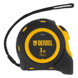 Рулетка Denzel 3м х 16мм, обрезиненный корпус, автоматическая фиксация, 31550