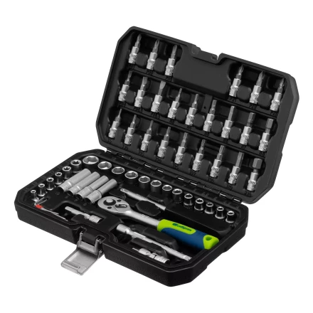 Набор инструментов Сибртех 13399, 1/4&quot;, пластиковый кейс 56 предметов купить в Уфе