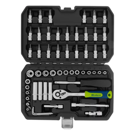 Набор инструментов Сибртех 13399, 1/4&quot;, пластиковый кейс 56 предметов купить в Уфе