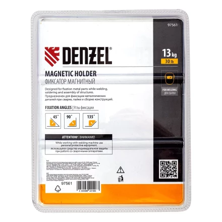 Фиксатор магнитный отключаемый для сварочных работ усилие 30 LB, 45х90 град. Denzel 97561 купить в Уфе