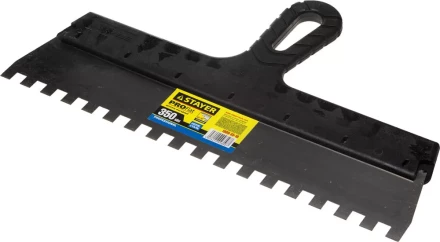 Шпатель STAYER &quot;PROFESSIONAL&quot; нержавеющий зубчатый с пластмассовой ручкой, 350мм, зуб 10х10мм 1009-35-10 купить в Уфе