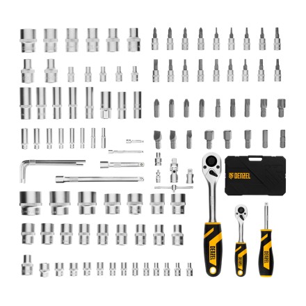 Набор инструментов Denzel 15814, 1/2&quot;, 1/4&quot;, CrV, S2, пластиковый кейс, 109 предметов купить в Уфе