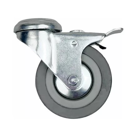 Аппаратное поворотное колесо с тормозом под болт HITCH 120*26 резина серая SChgb55 (SZ084856) купить в Уфе