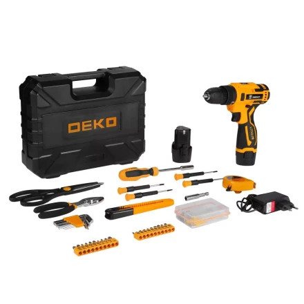 Дрель аккумуляторная DEKO Banger 12V + набор инструмента 93 предмета, 063-4168 купить в Уфе