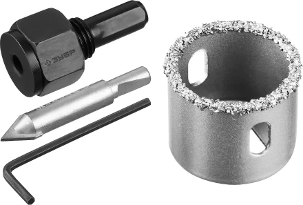 Коронка-чашка ЗУБР &quot;ПРОФЕССИОНАЛ&quot; c карбид-вольфрамовым нанесением, 32 мм, высота 25 мм, в сборе с державкой и сверлом 33360-032_z01 купить в Уфе