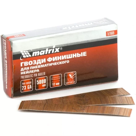 Гвозди финишные шпильки 23GA для пн. нейлера финишного диам. 0,64 мм длина -15 мм,5000 шт MATRIX 57671 купить в Уфе