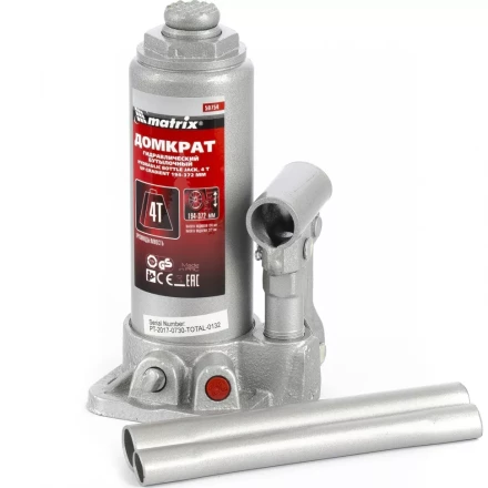 Домкрат гидравлический бутылочный 4 т h подъема 194–372 мм в пласт. кейсе MTX 507549 купить в Уфе