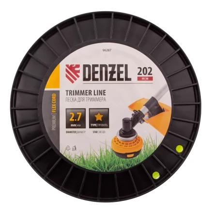 Леска для триммера звезда, 2,7мм х 202м, на DIN катушке FLEX CORD// Denzel 96287 купить в Уфе