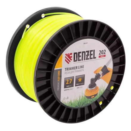 Леска для триммера звезда, 2,7мм х 202м, на DIN катушке FLEX CORD// Denzel 96287 купить в Уфе