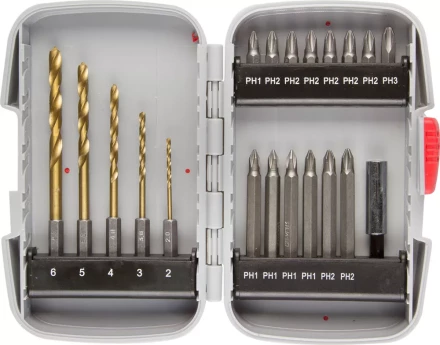 Набор ЗУБР &quot;МАСТЕР&quot;: Насадки для шуруповерта и дрели, биты, биты-сверла, адаптер, 20 предметов 26056-H20 купить в Уфе