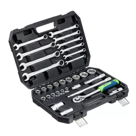 Набор инструментов Сибртех 13393, 1/2&quot;, пластиковый кейс, 32 предмета купить в Уфе