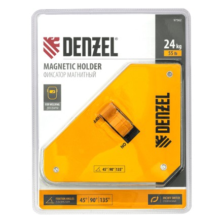 Фиксатор магнитный отключаемый для сварочных работ усилие Denzel 55 LB, 45х90 град. 97562 купить в Уфе