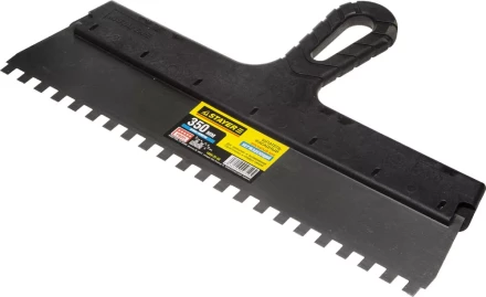 Шпатель STAYER &quot;PROFESSIONAL&quot; нержавеющий зубчатый с пластмассовой ручкой, 350мм, зуб 8х8мм 1009-35-08 купить в Уфе