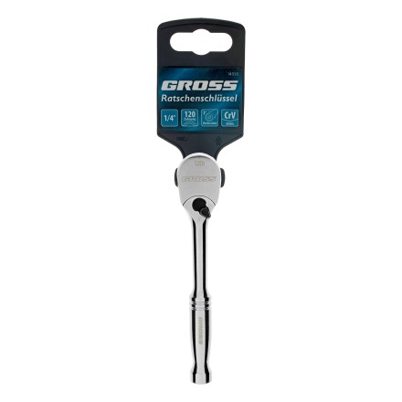 Ключ-трещотка 1/4&quot; Gross 14050, CrV, 120 зубьев, цельнометаллический, хром купить в Уфе