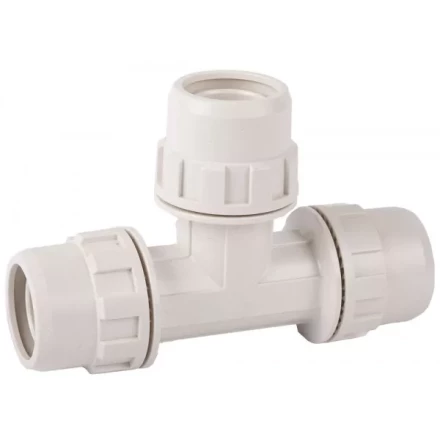 Тройник ЗУБР &quot;ШиреФит&quot; соединительный &quot;штуцер с гайкой - штуцер с гайкой - штуцер с гайкой&quot;, 20мм 51505-20 купить в Уфе