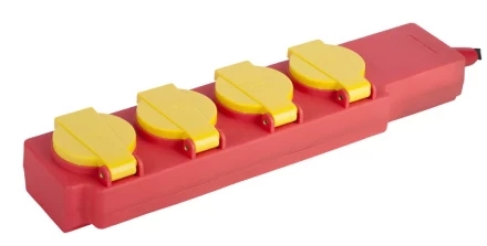 Удлинитель силовой &quot;СТРОИТЕЛЬ&quot;, 5 м, 3500 Вт, 4 гнезда, с крышками, ПВС 3x1 мм2 СВЕТОЗАР SV-55044-5 купить в Уфе