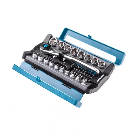 Набор торцевых головок трещотка 120 зубьев 36 предметов 1/2&quot; 3/8” CrV Gross 14145 купить в Уфе