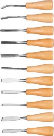 Набор DEXX: Стамески фигурные &quot;МИНИ&quot; с деревянной ручкой, 11шт 1834-H11_z01 купить в Уфе