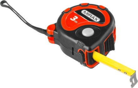Рулетка MIRAX, 3 стопора, двухкомпонентный пластиковый корпус, 3мх16мм 34013-03-16 купить в Уфе