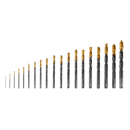 Набор сверл по металлу, 1-10 мм, HSS-Tin, Golden Tip, 19 шт Denzel 72321 купить в Уфе