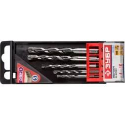 Набор ЗУБР Свёрла "СУПЕР-6" по бетону, ударные, с шестигранным хвостовиком, 4; 5; 6; 8; 10мм, 5шт 2916-H5