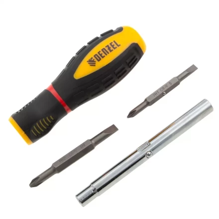 Отвертка комбинированная Denzel, SL3/16&quot;-PH1, SL1/4&quot;-PH2, 3-х компонентная рукоятка, 7713381 купить в Уфе