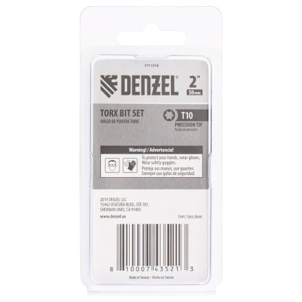 Бита T10x50, 5 шт. Denzel 7711318 купить в Уфе