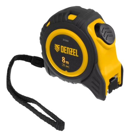 Рулетка Denzel 8м х 25мм, обрезиненный корпус, автоматическая фиксация 31553 купить в Уфе