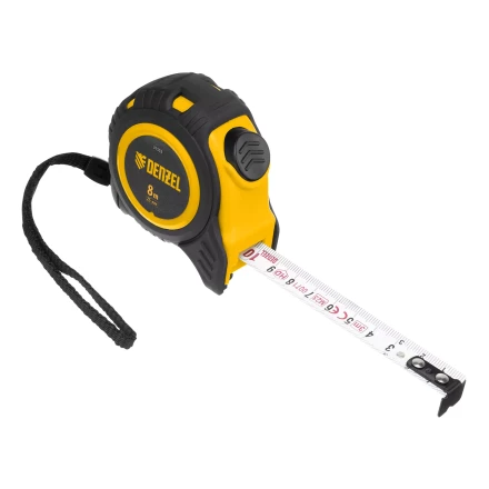 Рулетка Denzel 8м х 25мм, обрезиненный корпус, автоматическая фиксация 31553 купить в Уфе