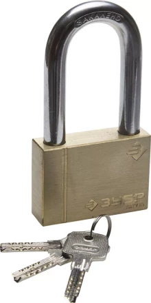 Замок ЗУБР &quot;ЭКСПЕРТ&quot; навесной, латунный корпус, классическая форма, удлиненная закаленная дужка, 70мм 37299-70-1 купить в Уфе