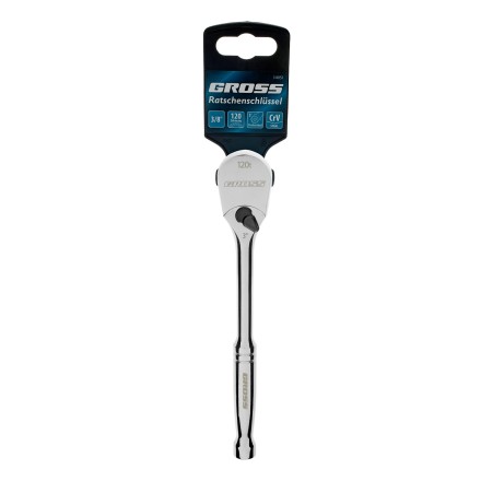 Ключ-трещотка 3/8&quot; Gross 14051, CrV, 120 зубьев, цельнометаллический, хром купить в Уфе