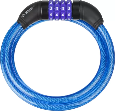 Замок ЗУБР &quot;ПРОФЕССИОНАЛ&quot;, тросовый, кодовый, с изменяемым кодом, длина троса - 1200мм, d 10мм 37262-120 купить в Уфе