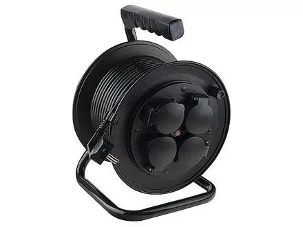 Удлинитель силовой на кабельной катушке, 3*1мм*50м, 4 розетки с крышкой, 10A, IP44, STERN 95708 купить в Уфе