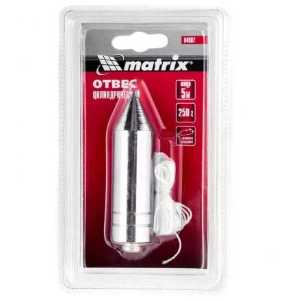 Отвес цилиндрический 250 г шнур 5 м Matrix 84887 купить в Уфе