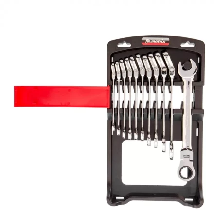 Набор ключей комбинированных Matrix трещоточных шарнирных 11 шт 14796 купить в Уфе