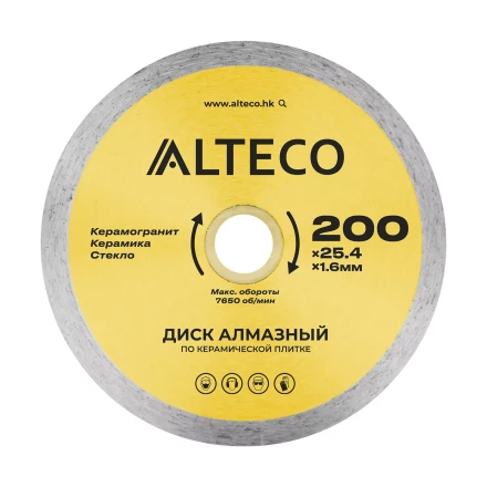 Диск алмазный по керамической плитке ALTECO 200x25.4x1.6 мм 66527 купить в Уфе