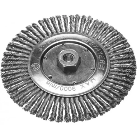 ЗУБР &quot;ПРОФЕССИОНАЛ&quot;. Щетка дисковая для УШМ, плетеные пучки стальной проволоки 0,5мм, 175ммхМ14 35192-175_z02 купить в Уфе