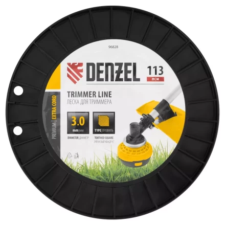 Леска для триммера двухкомпонентная зубчатый квадрат, 3,0мм х 113м, на DIN кат. EXTRA CORD// Denzel 96828 купить в Уфе