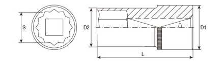 Головка торцевая 12-гранная глубокая 1/2&quot;DR 9 мм S04HD4709 Jonnesway 49059 купить в Уфе