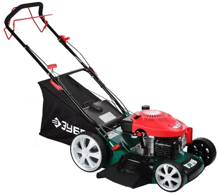 Газонокосилка ЗУБР бензиновая, самоход, 10 ступ. (25-75мм), 65л травосборник, мульчирование, 173см3, 510мм, 4.3кВт ЗГКБ-510СТ купить в Уфе