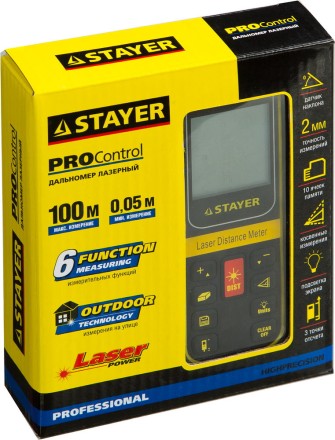 Дальномер PRO-Control лазерный, дальность 100м, точность 2мм, STAYER Professional 34959 34959 купить в Уфе