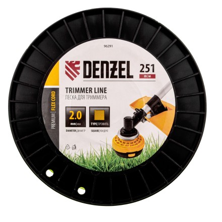 Леска для триммера квадрат, 2,0мм х 251м, на DIN катушке FLEX CORD// Denzel 96291 купить в Уфе