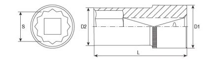 Головка торцевая 12-гранная глубокая 1/2&quot;DR 14 мм S04HD4714 Jonnesway 49144 купить в Уфе