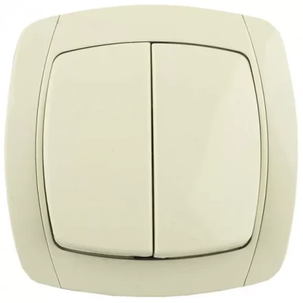 Выключатель СВЕТОЗАР "CITY LIGHT" двухклавишный в сборе, бежевый, 10А/~250В SV-54234-B купить в Уфе