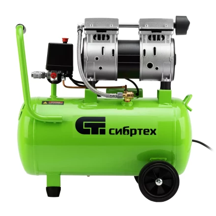 Компрессор безмаслянный малошумный Сибртех МБ 1100/24,1100 Вт, 24 л, 170 л/мин 58006 купить в Уфе